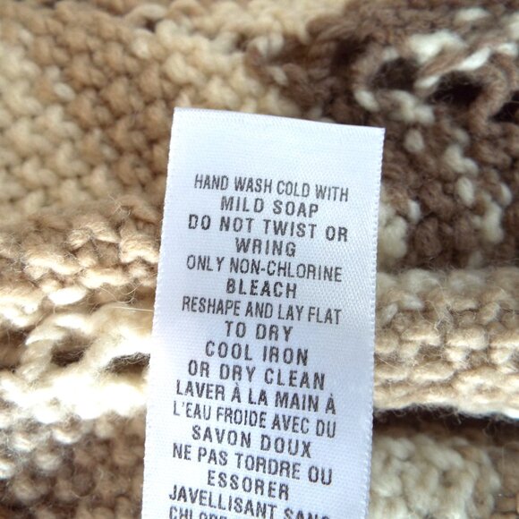 Vintage Lucky Brand Chevron Wool Alpaca Blend Belted Pointelle Cardigan Size XL - Picture 9 of 9